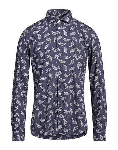 MANUEL RITZ Patterned shirt Slate blue 100% Cotton