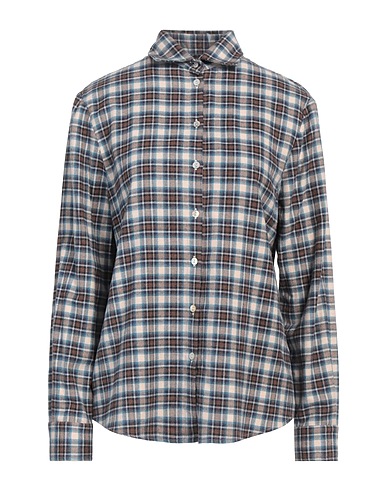 BARBA Napoli チェック柄シャツ ライトブラウン コットン 100%