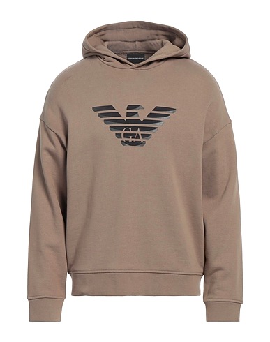 EMPORIO ARMANI Hooded track jacket  Khaki 100% Cotton, Elastane