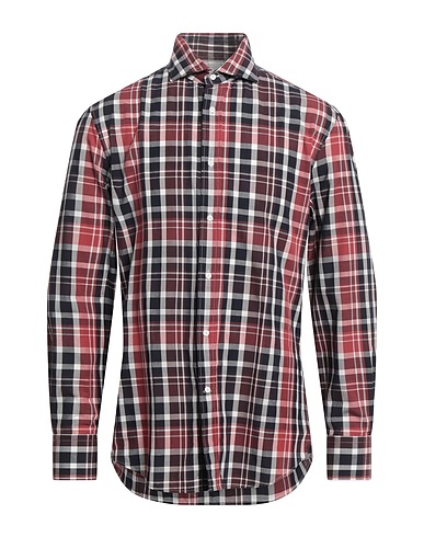 BRUNELLO CUCINELLI Checked shirt Burgundy 100% Cotton