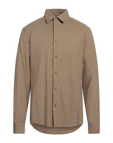 SANDRO Einfarbiges Hemd Khaki 100% Baumwolle