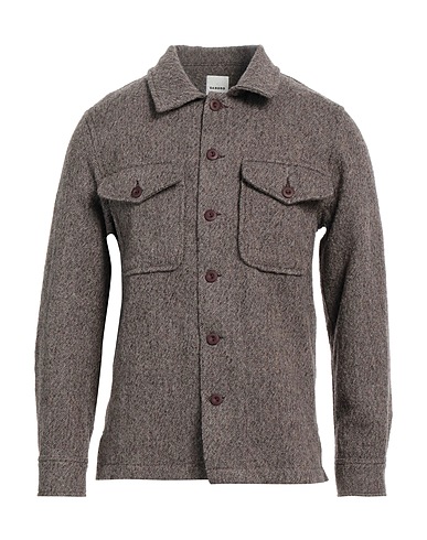 SANDRO Solid color shirt Brown 100% Virgin Wool