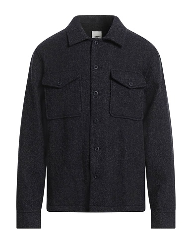 SANDRO Solid color shirt Midnight blue 100% Virgin Wool