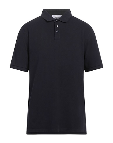 ALPHA STUDIO Polo shirt Black 95% Cotton, 5% Elastane