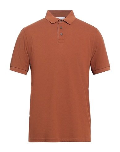 ALPHA STUDIO Polo shirt Brown 95% Cotton, 5% Elastane
