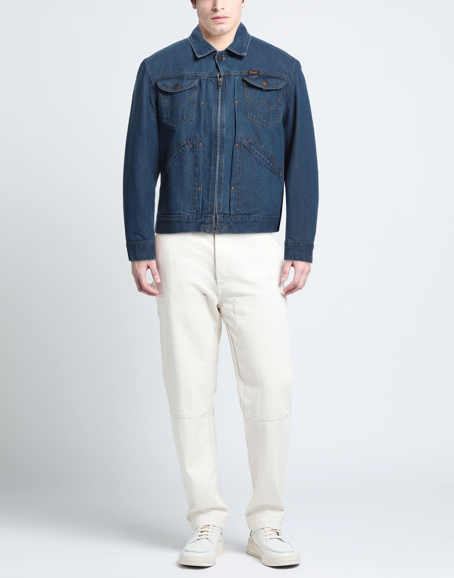 【sandro】BLUE×BEIGEチェック コンビ デニム ジャケット 10530301OV_12_f.jpg