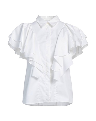 AGLINI Solid color shirts & blouses White 100% Cotton