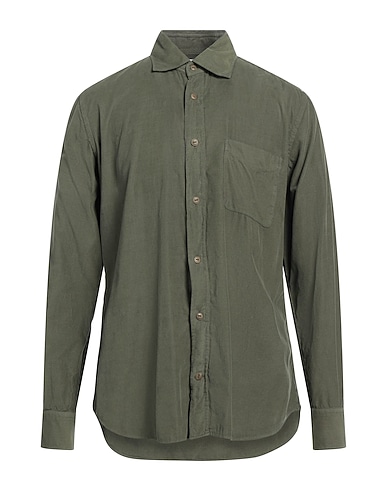 GLANSHIRT Solid colour shirt Military green 100% Cotton