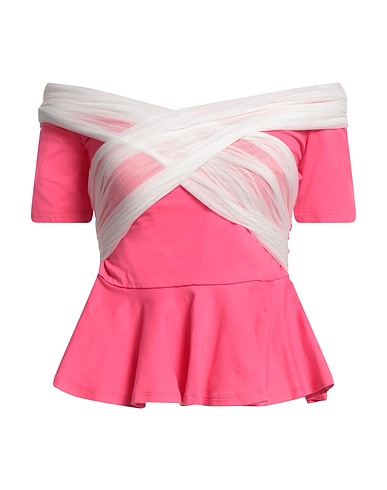 VIVETTA Off-the-shoulder top Pink 92% Cotton, 8% Elastane, Polyester