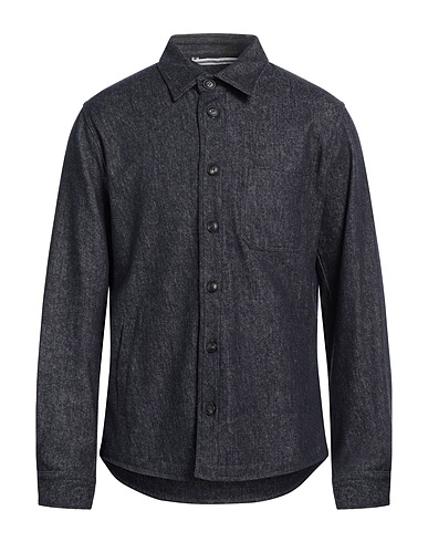 FEDELI Denim shirt Blue 57% Wool, 39% Cotton, 3% Cashmere, 1% Elastane
