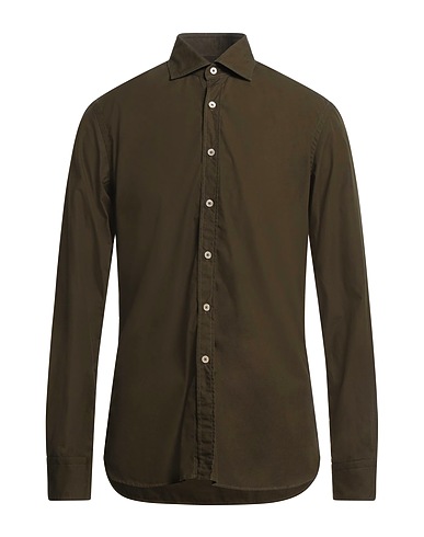 ALESSANDRO GHERARDI Solid colour shirt Military green 100% Cotton