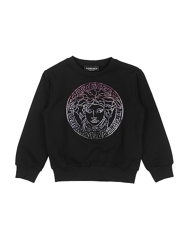 VERSACE YOUNG Sweatshirt Black 100% Cotton, Glass, Elastane