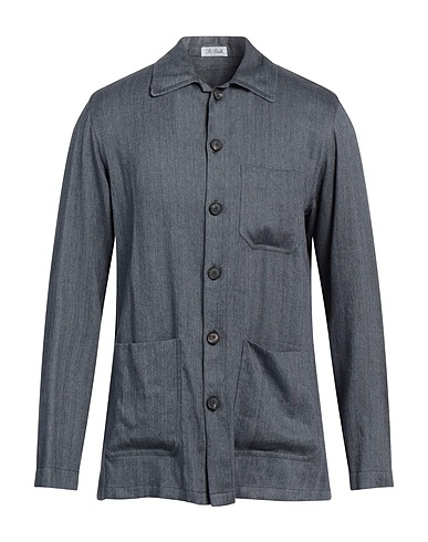 DE PETRILLO Camicia fantasia Piombo 52% Lino, 48% Viscosa
