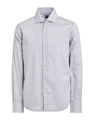 FEDELI Striped shirt Grey 72% Cotton, 25% Nylon, 3% Elastane