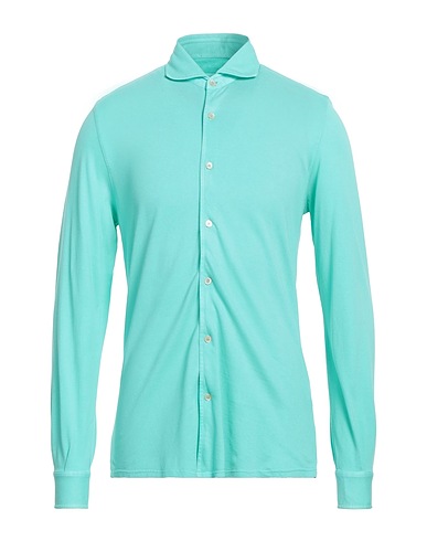 FEDELI Camicia tinta unita Verde chiaro 100% Cotone