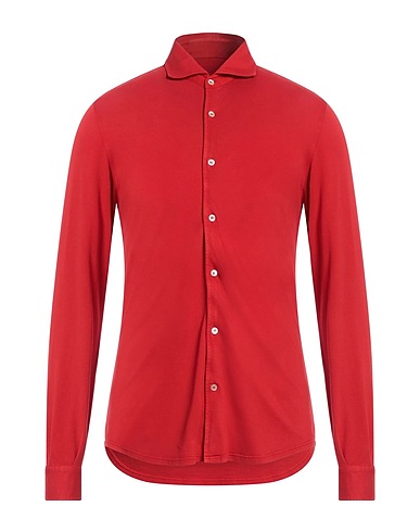 FEDELI Camicia tinta unita Rosso 100% Cotone