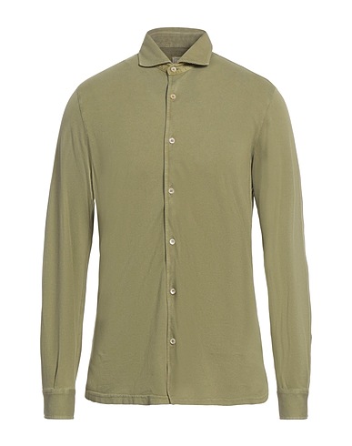FEDELI Solid color shirt Military green 100% Cotton