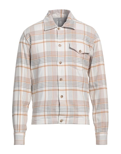 ELEVENTY Checked shirt PLATINUM White 100% Cotton