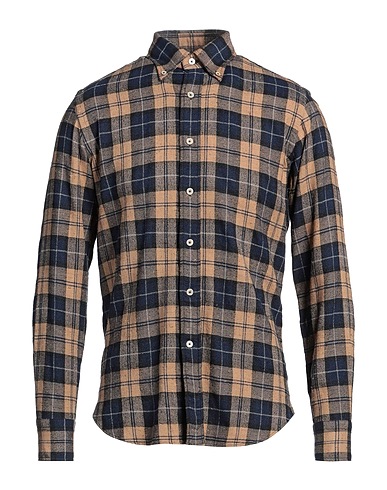 ALESSANDRO GHERARDI Checked shirt Navy blue 48% Cotton, 40% Viscose, 12% Polyamide