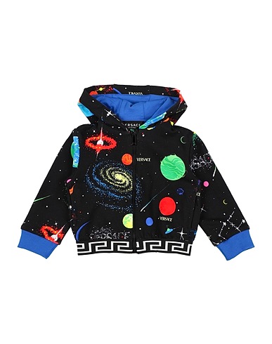 VERSACE YOUNG Sweatshirt Black 100% Cotton, Polyester, Polyamide, Elastane