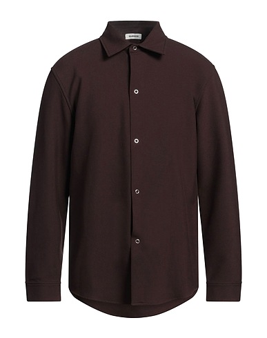SANDRO 無地シャツ ダークブラウン ポリエステル 68% / レーヨン 28% / ポリウレタン 4%