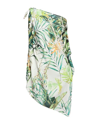 AGLINI One-shoulder top Emerald green 95% Polyester, 5% Elastane