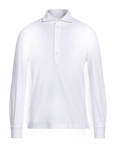 FEDELI Polo shirt White 89% Cotton, 11% Elastane