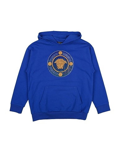 VERSACE YOUNG Sweatshirt Blue 100% Cotton, Glass, Viscose, Elastane