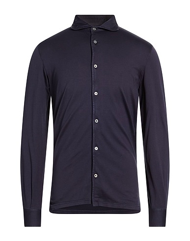 FEDELI Camicia tinta unita Blu notte 100% Cotone