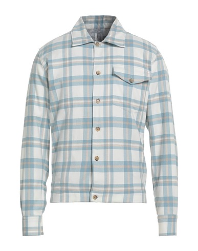 ELEVENTY Checked shirt Light blue 100% Cotton