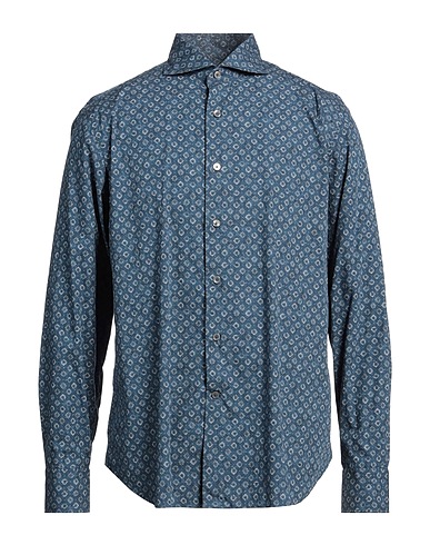 ALESSANDRO GHERARDI Patterned shirt Slate blue 100% Cotton
