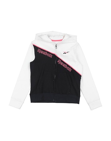 REEBOK Hooded track jacket  White 58% Cotton, 37% Polyester, 5% Elastane