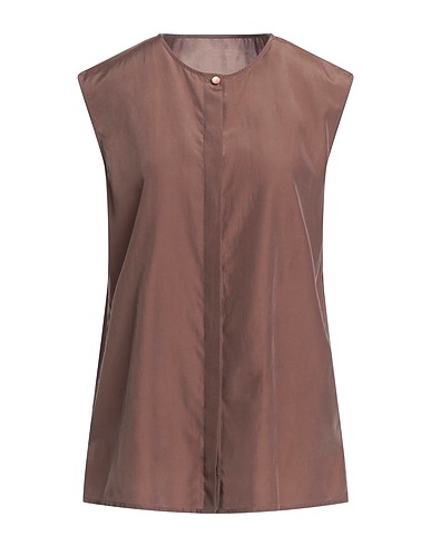 BALLANTYNE Solid colour shirts & blouses Chocolate brown 52% Silk, 48% Cotton