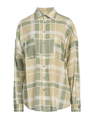 BALLANTYNE Checked shirt Sage green 55% Linen, 45% Viscose