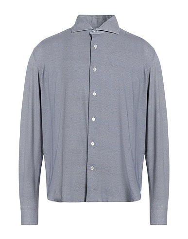FEDELI Solid colour shirt Midnight blue 60% Cotton, 28% Nylon, 12% Elastane