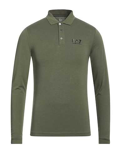EA7 Polo shirt VERDE SCURO 95% Cotton, 5% Elastane