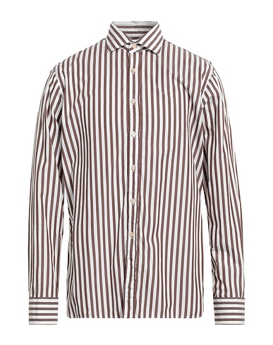 ALESSANDRO GHERARDI Striped shirt Chocolate brown 100% Cotton