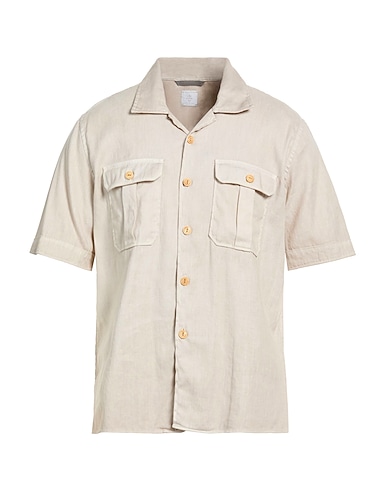 ELEVENTY Linen shirt PLATINUM BEIGE 57% Linen, 41% Cotton, 2% Elastane