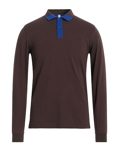 SUN 68 Polo shirt Chocolate brown 95% Cotton, 5% Elastane