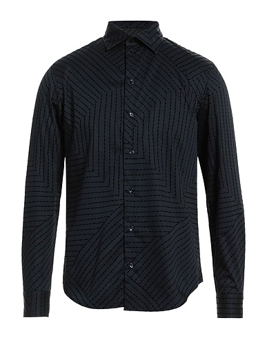 EMPORIO ARMANI Solid color shirt Midnight blue 100% Cotton, Polyamide