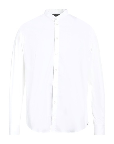 EMPORIO ARMANI Solid colour shirt White 69% Cotton, 27% Polyamide, 4% Elastane