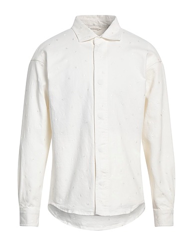 EMPORIO ARMANI Camicia di jeans Bianco 98% Cotone, 2% Elastan, Poliestere