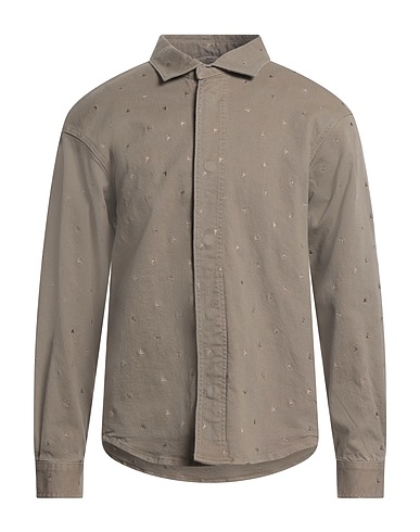 EMPORIO ARMANI Denim shirt Khaki 98% Cotton, 2% Elastane, Polyester