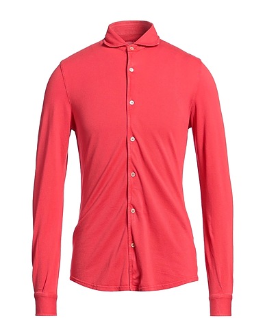 FEDELI Solid colour shirt Coral 100% Cotton