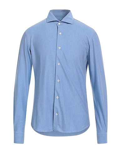 FEDELI Striped shirt Blue 60% Cotton, 28% Nylon, 12% Elastane