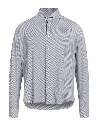 FEDELI Patterned shirt Grey 60% Cotton, 28% Nylon, 12% Elastane