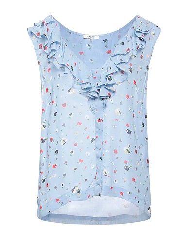 GANNI Top Celeste 100% Viscosa