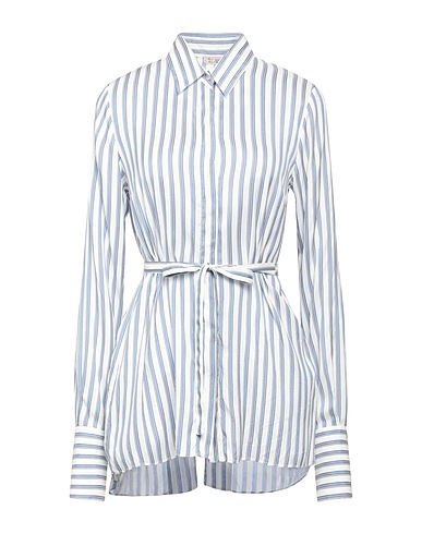 HER SHIRT HER DRESS Striped shirt Blue 81% Viscose, 19% Silk
