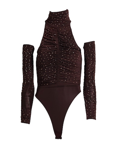 ALEX PERRY TOPS & TEES Brown 87% Nylon, 13% Elastane