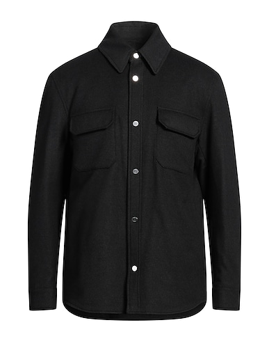 DUNHILL Solid color shirt ANTRACITE 67% Wool, 20% Mulberry silk, 13% Cashmere